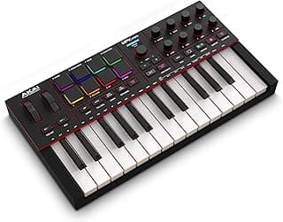 MPK Mini IV USB-C MIDI Keyboard Controller for Beginners and Producers - MPC Drum Pads, 360° Knobs, Pitch and Mod Wheels, Production Software, Native Instruments Sound Package, Black
