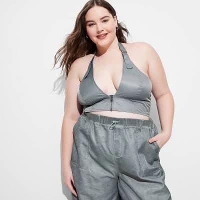Wild Fable Women's Cropped Nylon Halter Tank Top