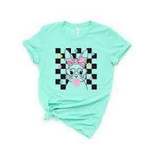 Checkered Groovy Bunny Short Sleeve Graphic Tee