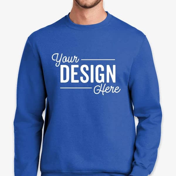 Custom Port & Company Core Crewneck Sweatshirt - Royal - Size L - Sample
