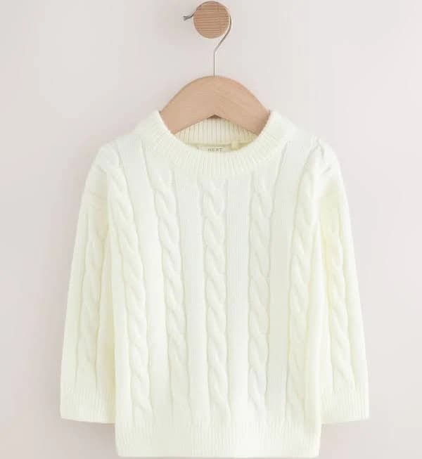 Next Ecru Boys Cable Knit Crew Neck Jumper
