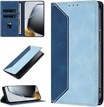 Compatible with Samsung Galaxy A04s, RFID Blocking Splicing Leather Wallet Kickstand Shockproof Cover Phone Case for Samsung Galaxy A04s-Light Blue