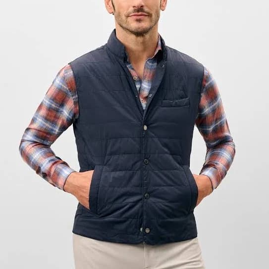 Johnnie-O Men's Bauer Quilted Water Resistant Snap-Up Vest