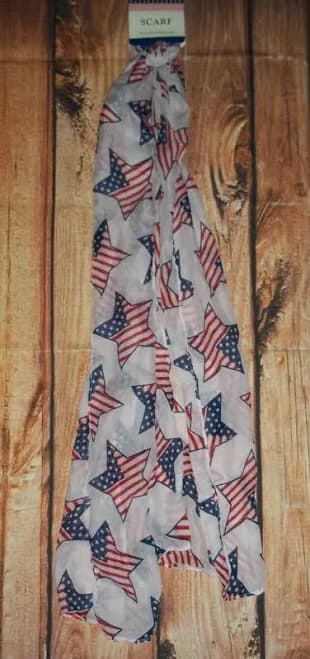 Greenbriar White 4th Of July Star Americana Scarf