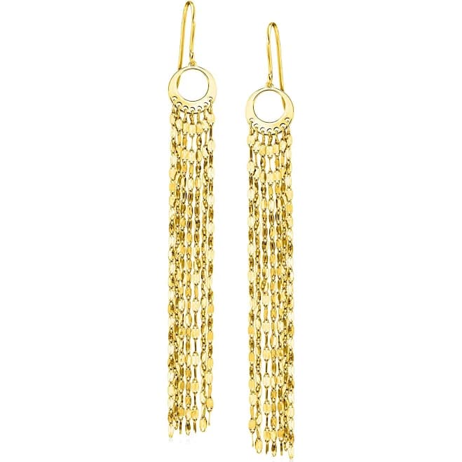 14kt Yellow Gold Multi-Strand Lumachina-Chain Drop Earrings