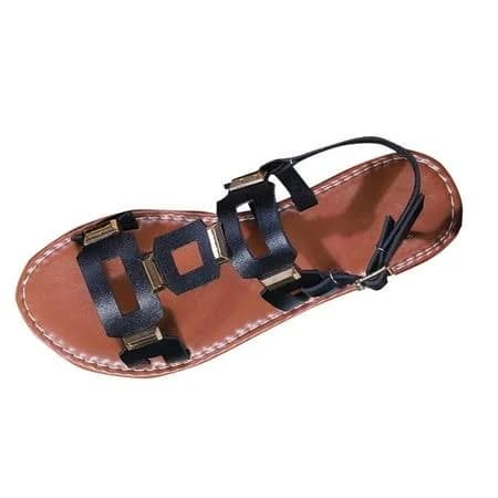 Black Womens Casual Double Buckle Sandals With Flat Sole Lightweight In Black For Summer Vacation, Women's, Size: 6