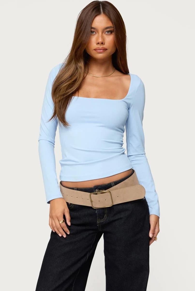 Edikted Women's Lovie Fitted Square Neck Top