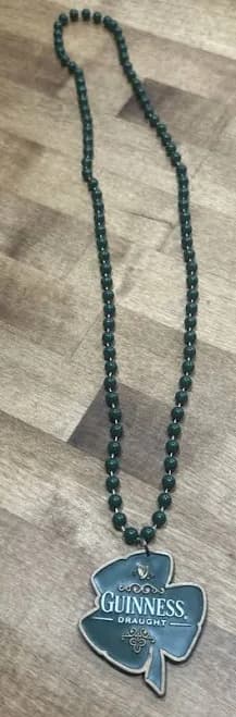 GUINNESS BEER Mardi Gras Beads Necklace Shamrock Green Clover