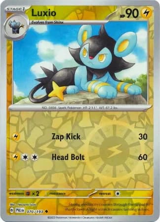 Reverse Holo Luxio 070/193 Uncommon S & V Paldea Evolved Pokemon Tcg