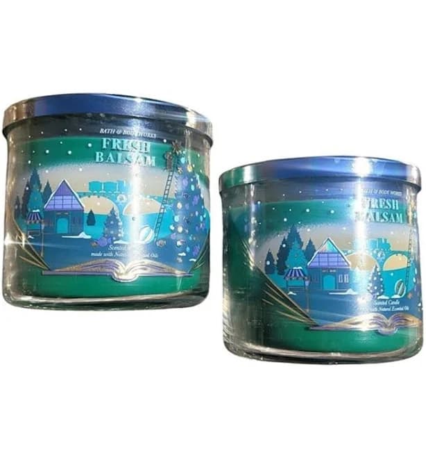 Bath & Body Works Bath And Body Works Fresh Balsam 3 Wick Candle Value 2 Pack Pine Scent Christmas - New Home | Color: Green | Size: l