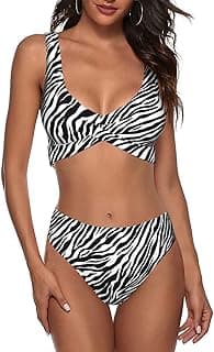 Bikini Set for Women Two Piece Swimsuit Print Sexy High Waisted Swimwear V Neck Cheeky Bathing Suit