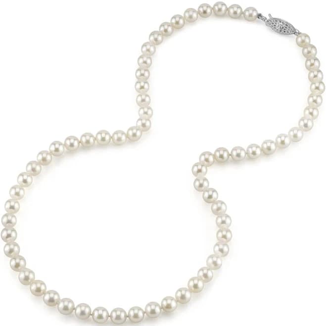 White Japanese Akoya Pearl Necklace 6.0-6.5mm AAA Quality Length / Filigree Clasp