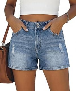SANMM Jean Shorts Womens High Waisted Summer Casual Stretchy Denim Hot Short with Pockets