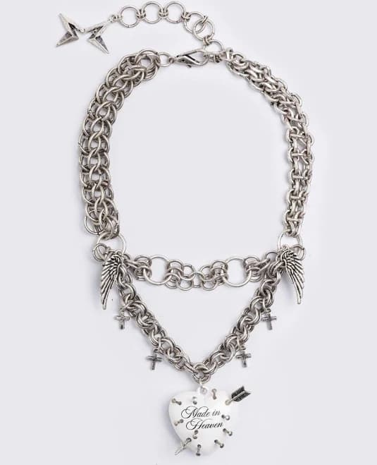 Minga London Silver Layered Heart Pendant Necklace