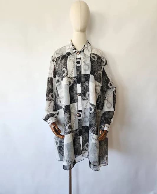 Vintage 1990s Abstract Print Blouse