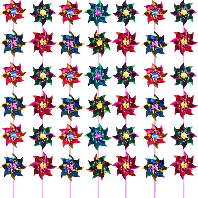 Hestya 50 Pieces Rainbow Pinwheel Party Pinwheels DIY Lawn Windmill Set