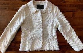 True Grit Cream Light Yellow Faux Fur Hi-Lo Button Front Jacket Womens Sz Small