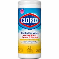Clorox Disinfecting Wipes Lemon and Fresh 7" x 8" 75 Wipes Per Canister (