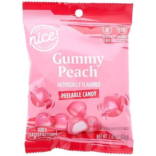 Nice! Peach Peelable Gummy Candy