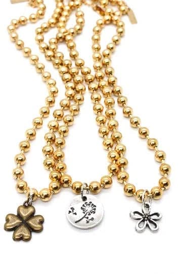 Mini Nature Flower Charm Gold Chain Necklace