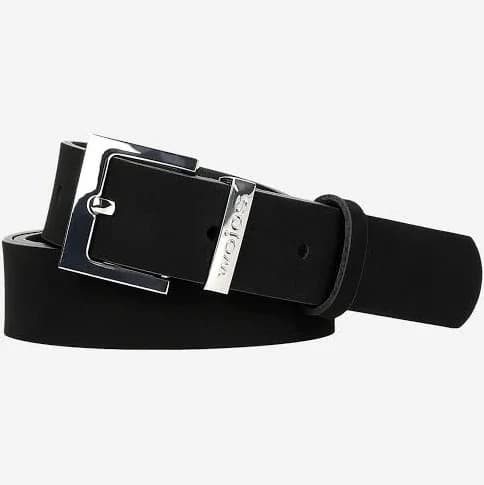 Wojas Women's Leather Belt with Square Silver Buckle