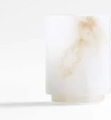 Crate & Barrel Small Alabaster Hurricane Pillar Candle Holder