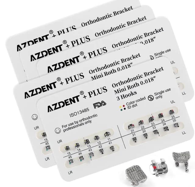 AZdent Plus Dental Metal Brackets Braces Mini Roth.018 Hooks