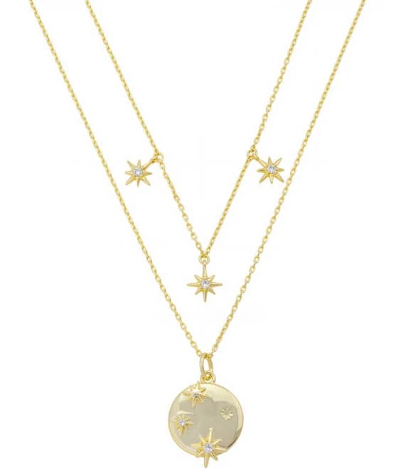 Celestial Cubic Zirconia Pendant Necklace Set in Gold
