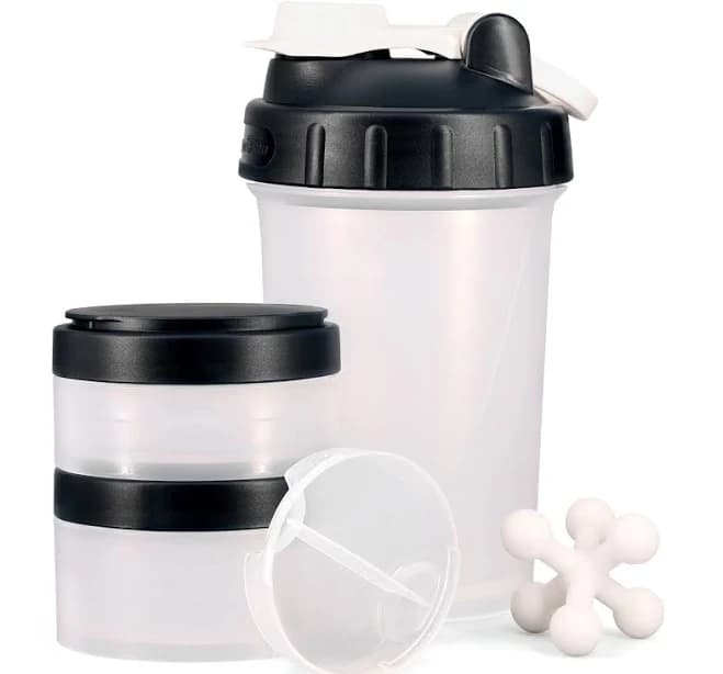 16oz Protein Shaker Bottle with Interlocking Storage