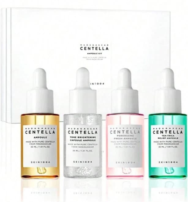 SKIN1004 Kit de Ampollas de Centella de Madagascar, que incluye: Ampollas de Centella 30ml + Ampollas Cápsula Iluminadora 30ml + Ampollas Refrescantes