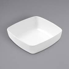 American Metalcraft GGSW6 Grab & Go 27 oz. White Square Melamine Bowl