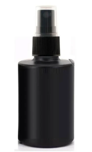 1 oz Black Cylinder Glass Bottle with 20-400 neck finish with Black Ribbed Fine Mist Sprayer