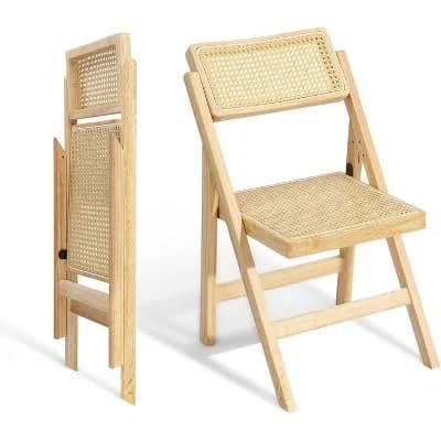 VINGLI 2-Pack Folding Chair with 360° Swivel Backrest