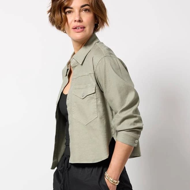Evereve Frankie Stretch Linen Shacket