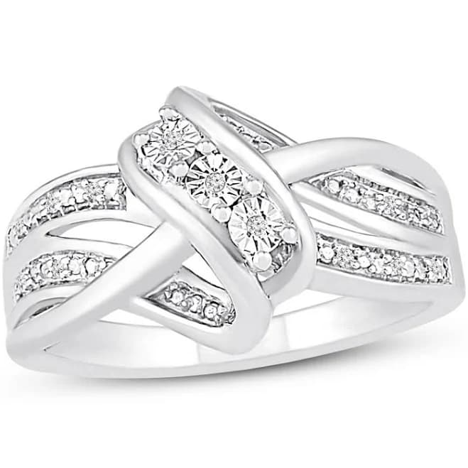 Sterling Silver Diamond Swirl Ring