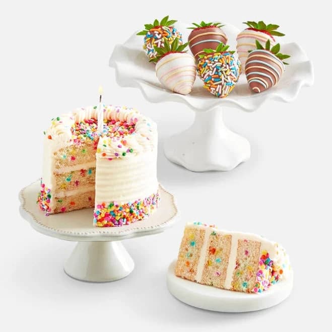 Sprinkle Birthday Cake & Chocolate Strawberries Delivery | Shari's Berries