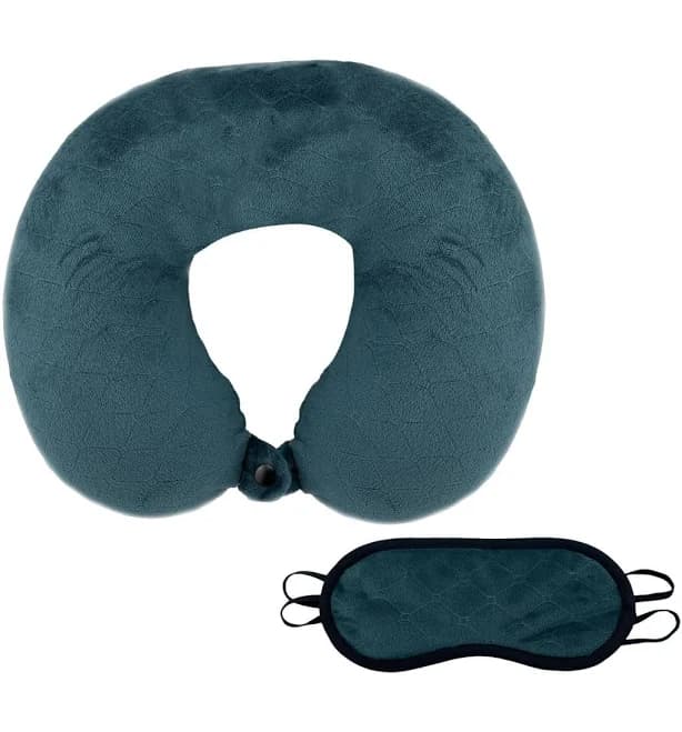 Pursonic Memory Foam Travel Pillow with Sleep Mask