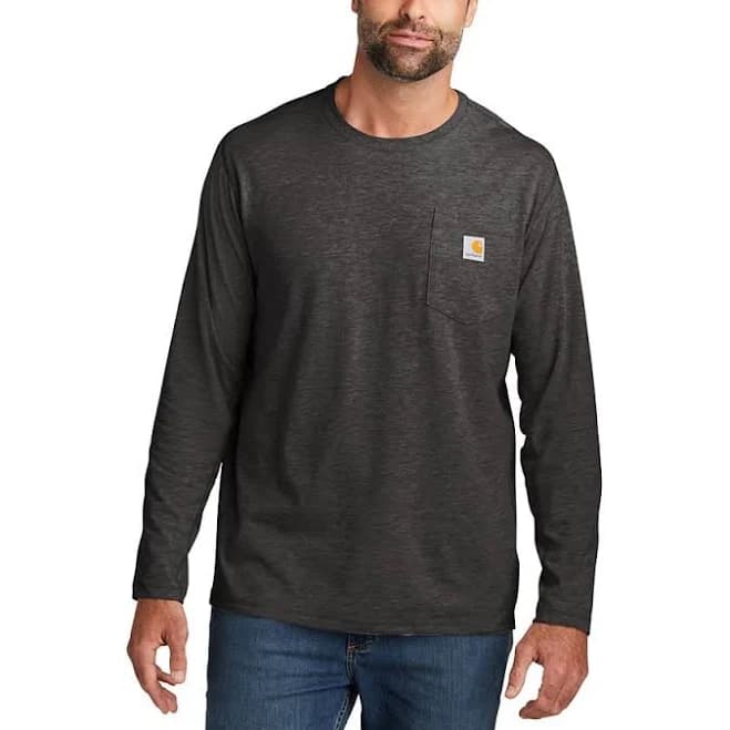 Carhartt Force Long Sleeve Pocket T-Shirt Medium Carbon Grey