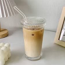Amazon.com | YAHUIPEIUS Glass Tumbler Stripe Glass Cup Coffee Cup With Lid and Straw LIDS DON'T SECURE 12.5 oz Drinking Glasses for Water,Iced Coffee,Milk,Tea,Juice (A-Stripe): Tumblers & Water Glasses