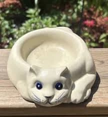 Vintage Lillian Vernon Ceramic Kitten Kitty Cat Pet Food Serving Dish Candy Bowl