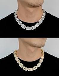 WAHZAUS 15MM 16-24 Inches Link Chain for Men Women Iced Out Silver/Gold Miami Chains Necklace Bling Diamond Chain Hip Hop Jewelry Necklace (16 inch,Gold) | Amazon.com