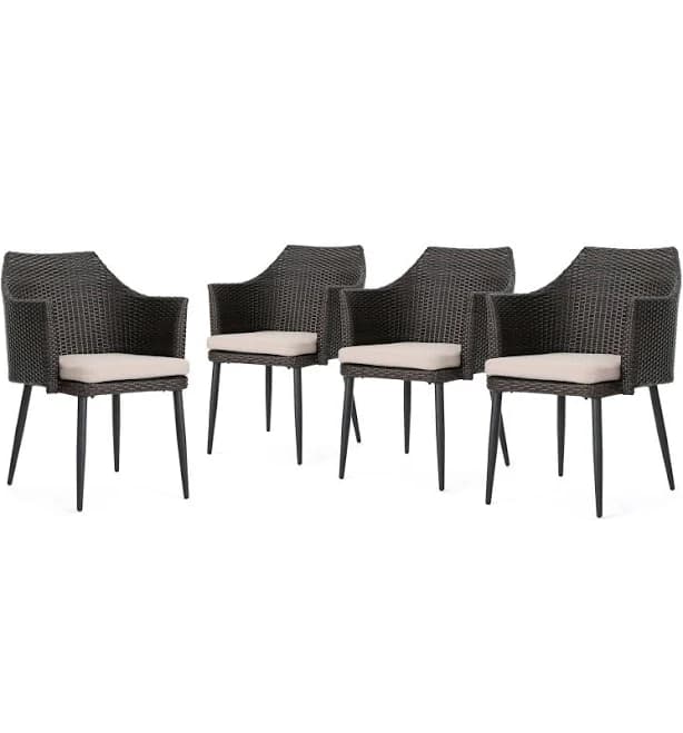 Christopher Knight Home Iona Outdoor Wicker Dining Chair with Cushions (Set of 4)