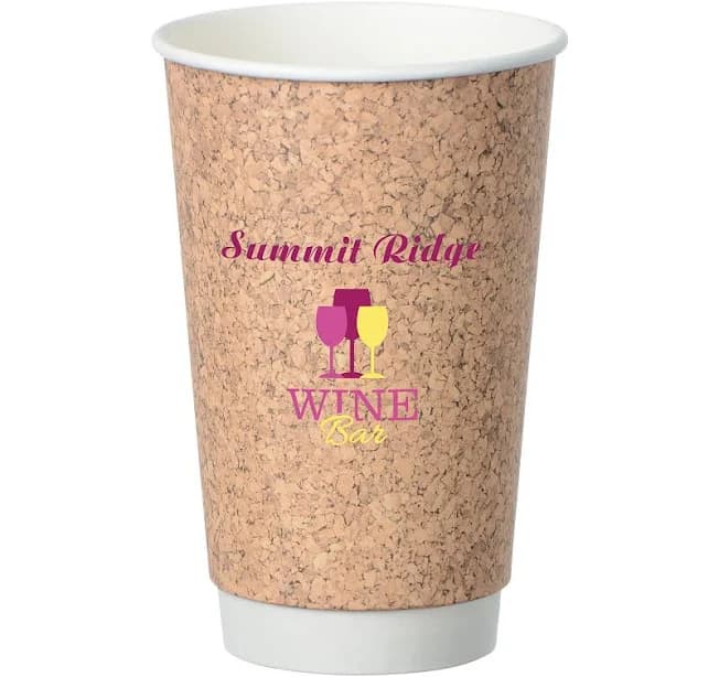 250 Promotional Paper Cups | Cork Full Color Insulated Paper Cup - 16 oz. | Promotional Items Imprinted with Your Company Logo | 4imprint