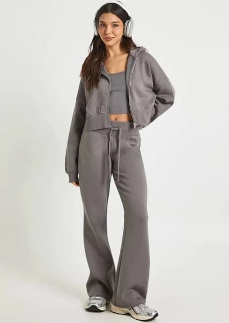 Boohoo Women's Shrunken Flared Jogger Tracksuit