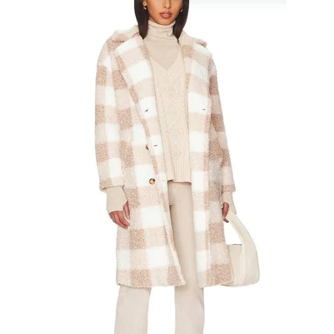 Saylor Sarina Faux Sherpa Checkered Jacket