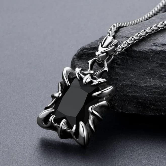 Faithheart Jewelry Gothic Crystal Dragon Claw Necklace for Men