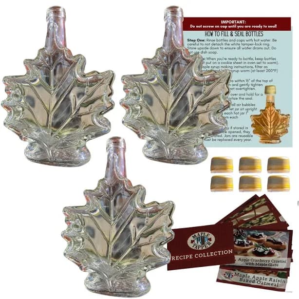 Maple Tapper Glass Maple Syrup Bottles Jars (Set of 3)