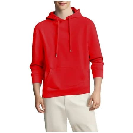 Symoid Men Sweatshirts Hoodies Plain Red Sweatshirt Pullover with Pocket Clothes for Men Fleece
