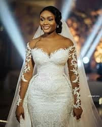 Plus Size Ivory Mermaid Wedding Dresses Lace Beaded Detachable Train Bridal Gown | eBay
