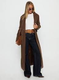 Lovergirl Longline Coat Brown | Princess Polly